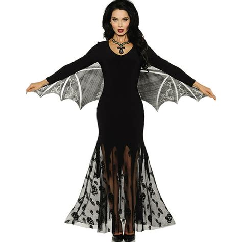 Vampiress Womens Gothic Vampire Dress With Attached Wings Halloween