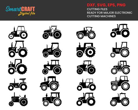 20 Tractor Svg Bundle Silhouette Svg Tractor Cut Files Etsy
