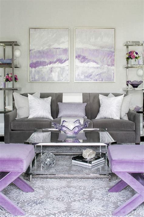 Modern Lilac And Gray Living Room Transitional Living Room New