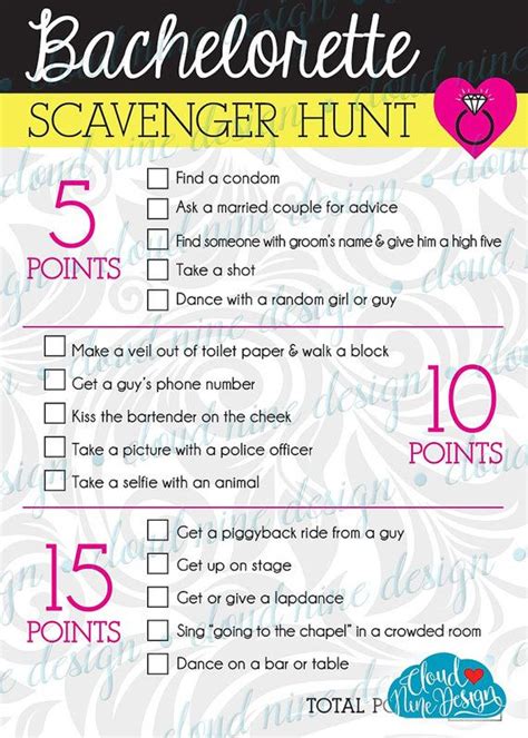 bachelorette scavenger hunt party game instant by cloud9designfl bridal party outfits