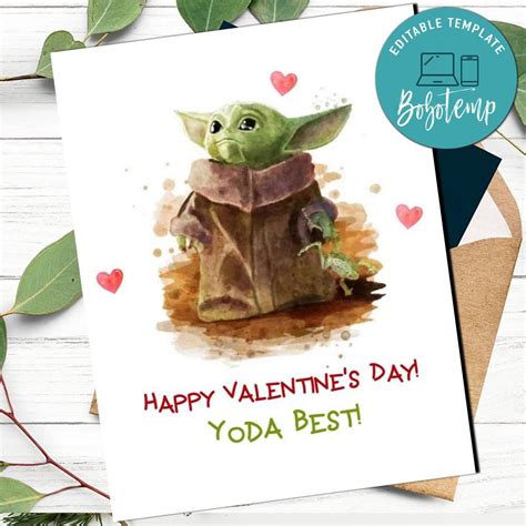 Yoda Best Valentines Card Template To Print At Home Diy