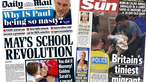 Newspaper Headlines Grammar School Plans And Safe Statins Bbc News