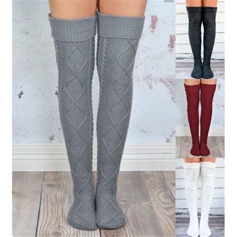 Canis Fashion Women Winter Warm Crochet Knit Thigh High Long