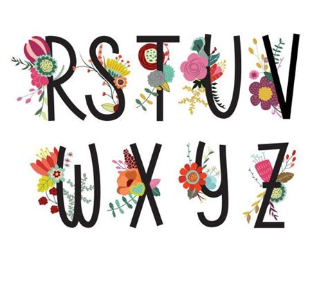 Floral Alphabet And Numbers Clip Art Set Of 36 300 Dpi Etsy