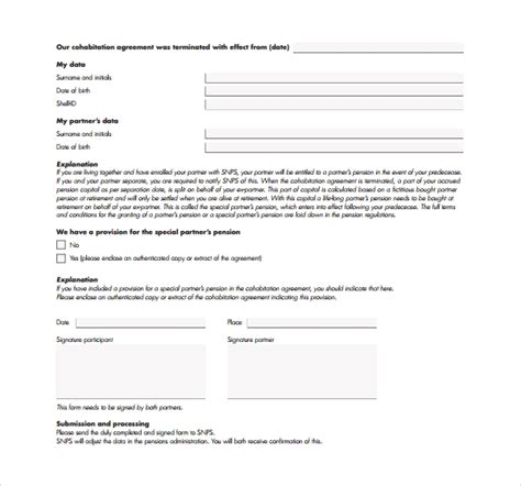 A cohabitation agreement is very much similar to a prenup in that it talks about assets and properties. FREE 7+ Sample Cohabitation Agreement Templates in Google ...