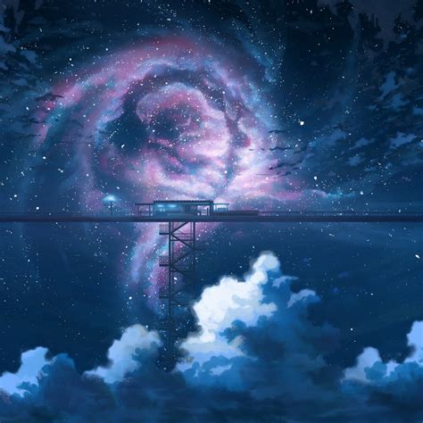 Anime Night Sky Stars Clouds Scenery 4k 94 Wallpaper