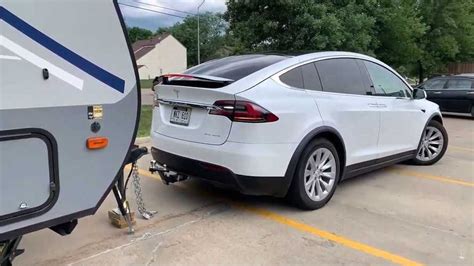 Tesla Model X Towing 5000 Lb Camper 600 Mile Road Trip