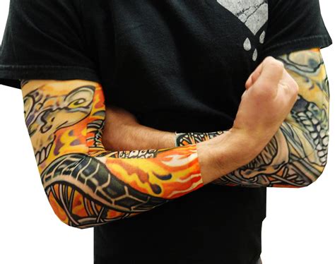 Skull And Flames Biker Fake Tattoo Sleeves Pair Bewild