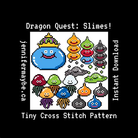 Dragon Quest Slimes Megapack Tiny Cross Stitch Patterns Etsy
