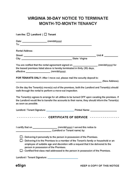 free virginia 30 day notice to quit lease termination letter pdf word