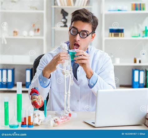 Funny Doctor Having Fun In Hospital Lab Stock Image Image Of Human