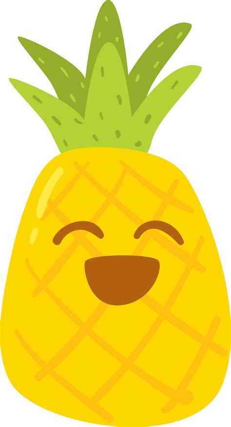 Hand Drawn Cartoon Cute Pineapple Decoration Vector สับปะรด การ์ตูน