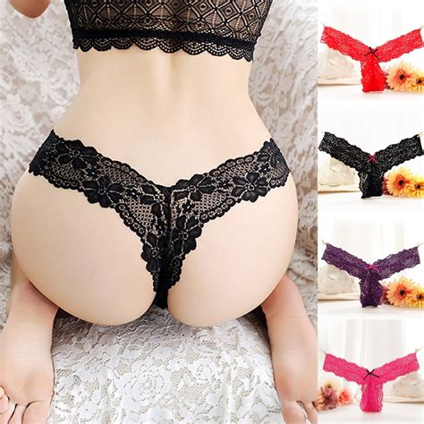 Womens Black Lace Thongs G String V String Panties Knickers Lingerie