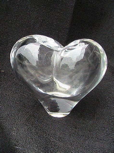 Clear Glass Heart Shaped Paperweight Vase