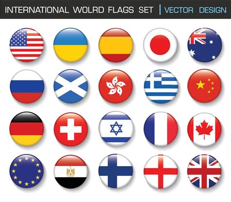International Flag Set In Circle Vector Design Elemant Illustration