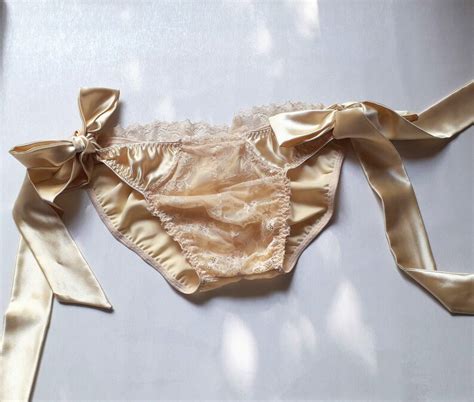 Silk French Panties With Ribbons Satin French Knickers Satin Etsy