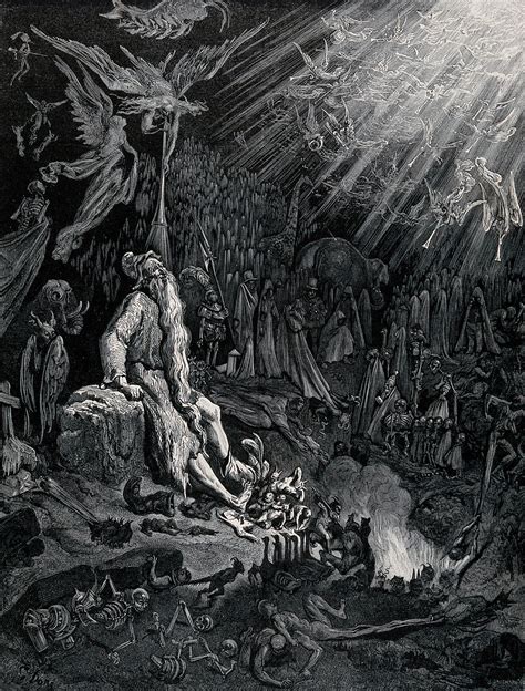 Ahasuerus The Wandering Jew Man Sits In Hell Among The Shades