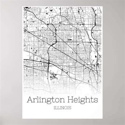 Arlington Heights Map Illinois City Map Poster Zazzle