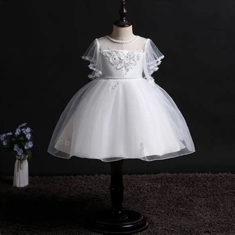 Tulle Lace Infant Toddler Pageant White Flower Girl Dresses For Wedding