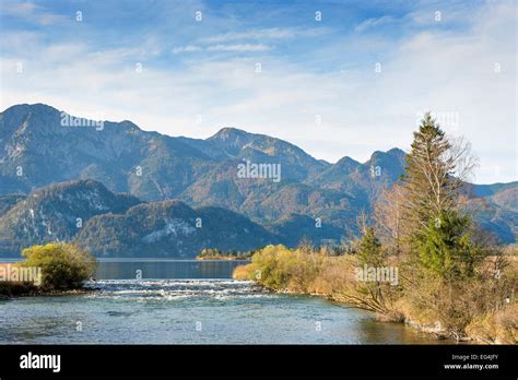 Image Of River Loisach With Alps In Bavaria Germany On A Sunny Day In