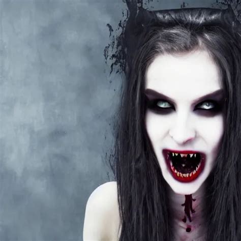 A Female Vampire Showing Her Fangs Gothic Horror Stable Diffusion