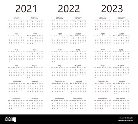 Yearly Calendar 2021 2022 2023 Shopmallmy