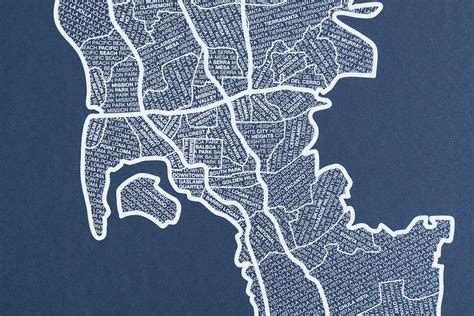 San Diego Neighborhood City Map Print Handmade San Diego Ca Etsy