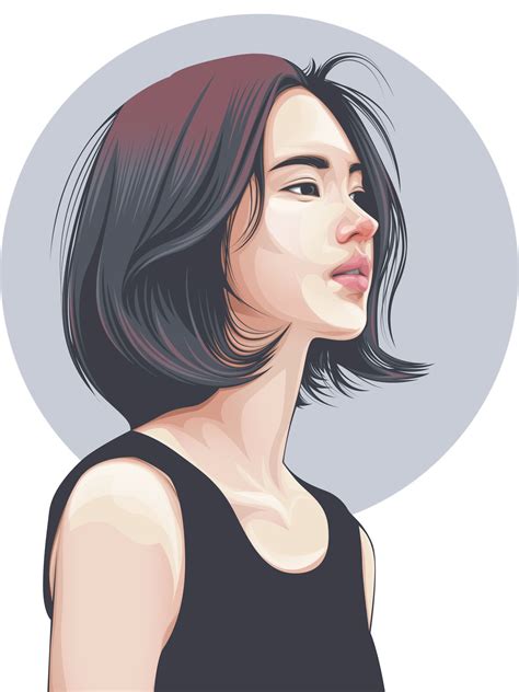 Short Hair Girl Aesthetic Drawing Wavy Haircut