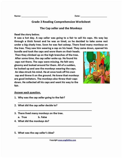 Grade 3 Reading Comprehension Worksheet