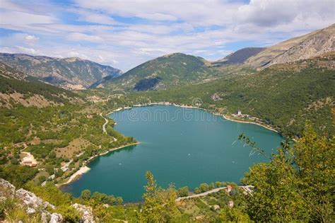 Lago Di Scanno Is A Heart Shaped Lake In Abruzzo Italy Stock Image