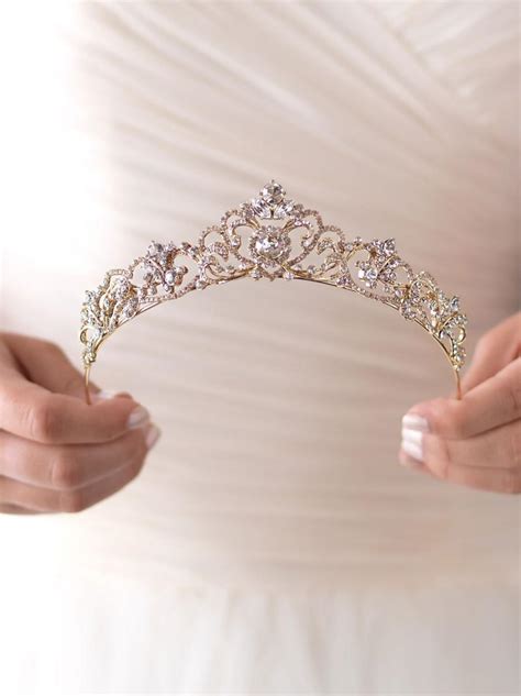 Gold Rhinestone Wedding Tiara Royal Bridal Crown Gold Princess Crown