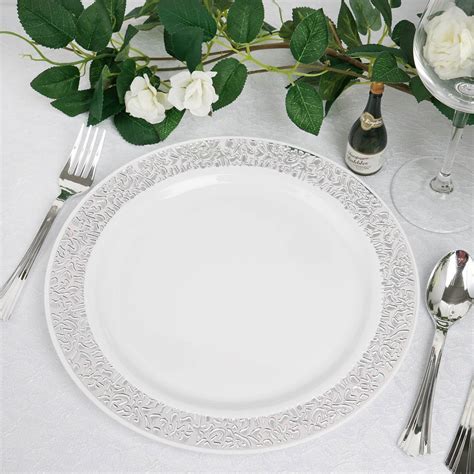 Buy 10 Pack 10 White Round Disposable Plastic Dinner Plates With