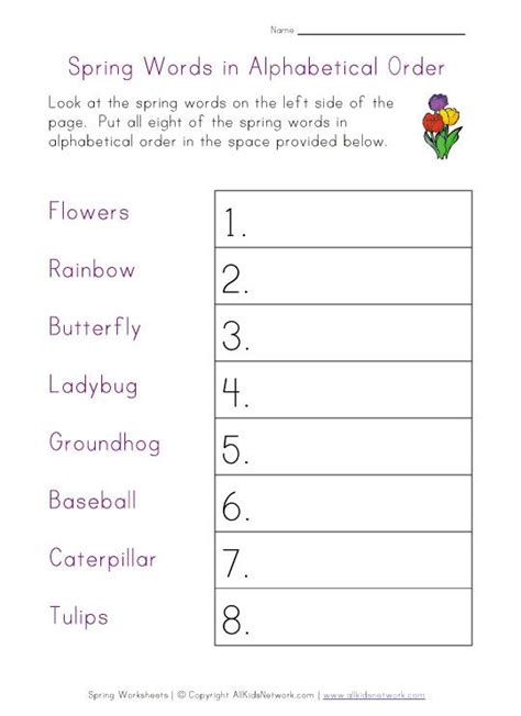 Alphabetical order word lists worksheets & teaching. spring worksheet - alphabetical order | Alphabetical order ...