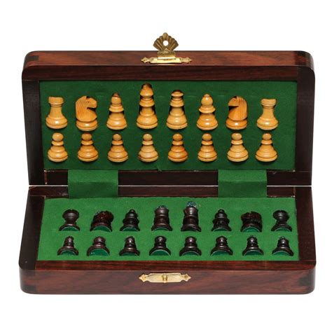 Lion Chess 7 Rosewood Magnetic Chess Set Magnetic