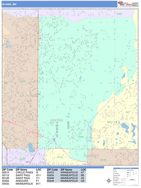 Blaine Minnesota Wall Map Color Cast Style By Marketmaps Mapsales