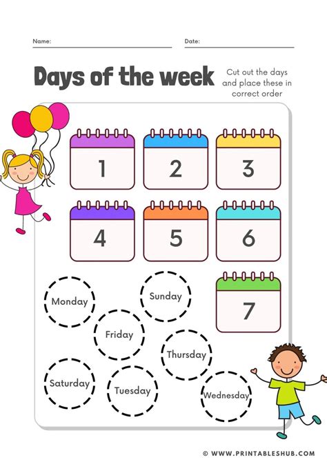 Days Of The Week Preschool Worksheets Worksheetscity Days Of The Week