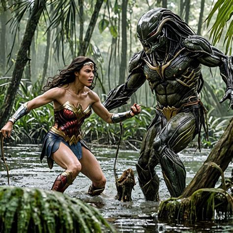 Wonder Woman Vs Predator In A Swamp By Aeazine On Deviantart