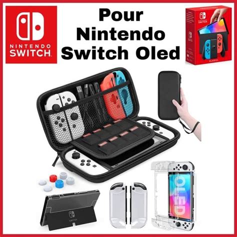 Mega Pack 8 Accessoires Pour Nintendo Switch OLED Etui Boite Housse