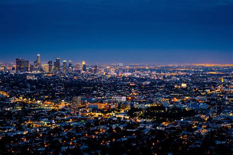 Night Lights In Los Angeles California And Cityscape