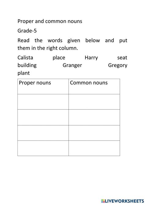 Proper and common nouns 938397
