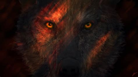 Download Anime Wolf Eyes Orange Aesthetic Wallpaper