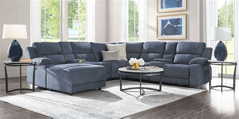 Palmer Point Blue 7 Pc Dual Power Reclining Sectional Rooms To Go