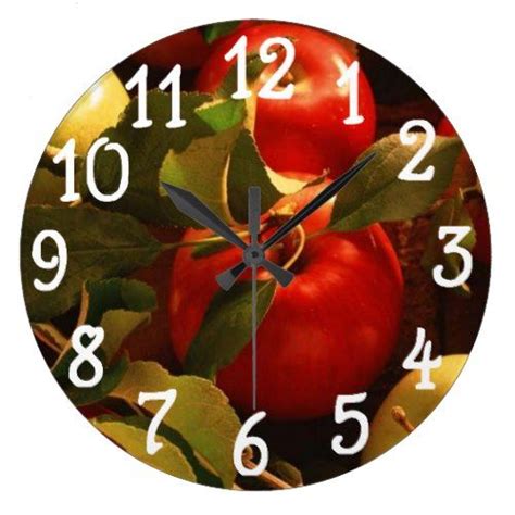 Fall Autumn Apples Design Kitchen Wall Clock Zazzle Kitchen Wall