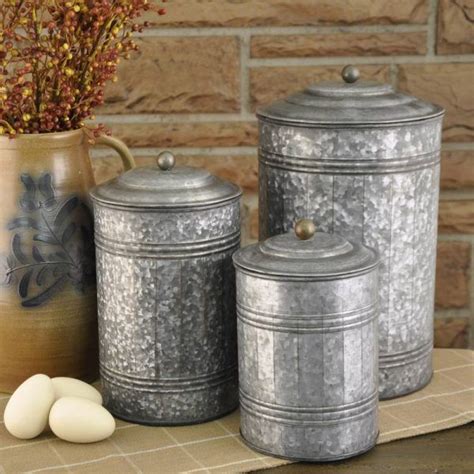 Galvanized Canisters Set3 Kitchen Canister Sets Farmhouse Kitchen