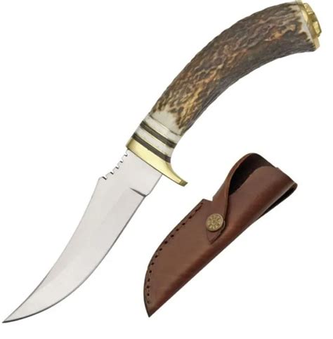 Steel Stag Slim Fixed Knife 45 Stainless Skinner Blade Stagbrass