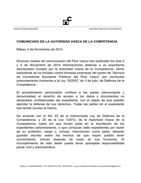 La Autoridad Vasca De La Competencia Pone En Conocimiento De La Fiscal