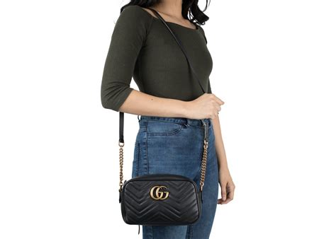 Gucci Gg Marmont Camera Bag Matelasse Small Black