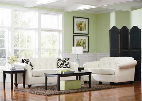 This off white sofa is modern yet simple, neutral sofa that can be of a great addition to any interior space. 502551 Off White Bonded Leather Sofa by Coaster w/Options