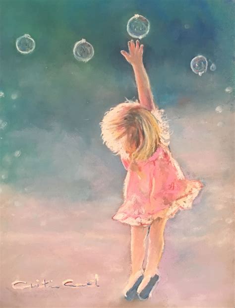 Reaching For His Promises Child And Bubbles Prophetic Art Pastel Art