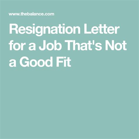 Resignation Letter For A Job Thats Not A Good Fit Resignation Letter